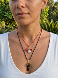 La Petite Adjustable Sliding Cord necklaces-Orange