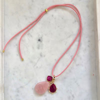 La Petite Adjustable Sliding Cord necklaces pink 