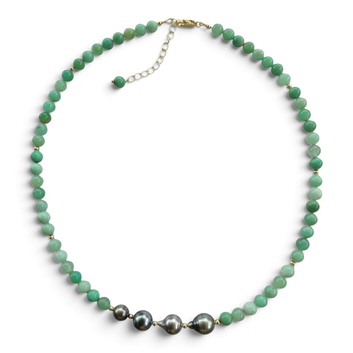 Liana Chrysoprase and Tahitian Pearl Necklace