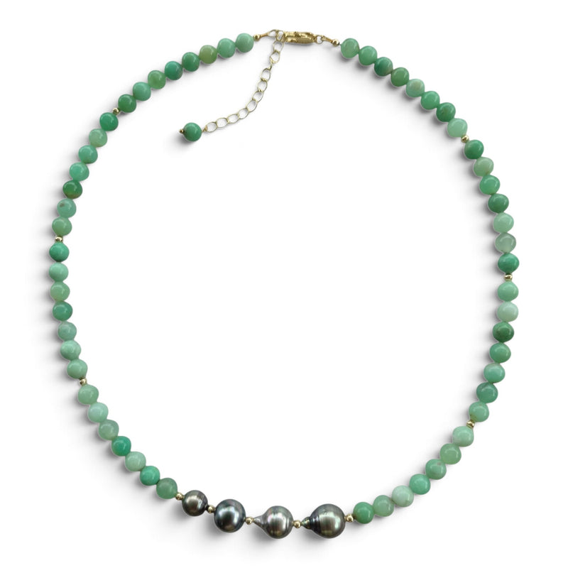Liana Chrysoprase and Tahitian Pearl Necklace