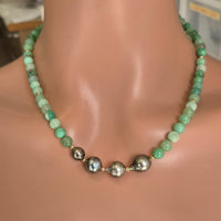 Liana Chrysoprase and Tahitian Pearl Necklace
