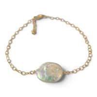 Liana Oval Freshwater Pearl Bracelet-Gold filled