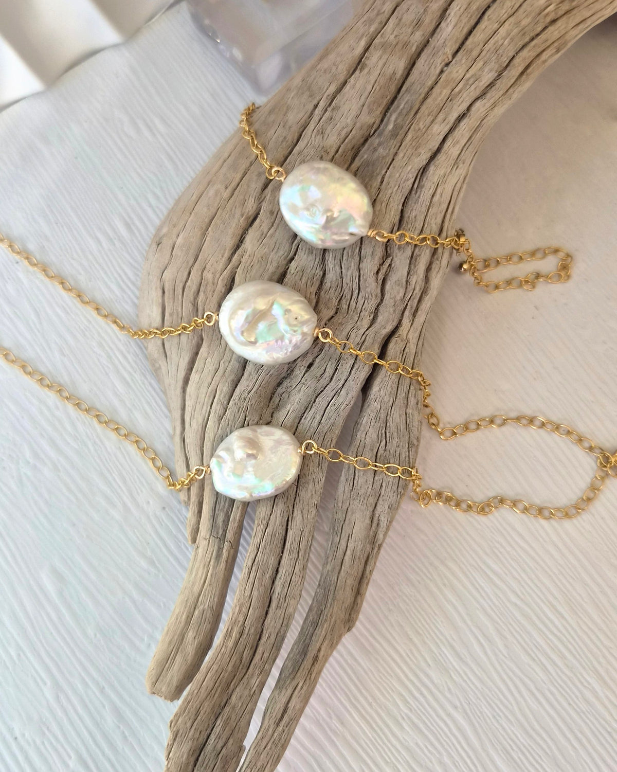 Liana Oval Freshwater Pearl Bracelet-Gold filled