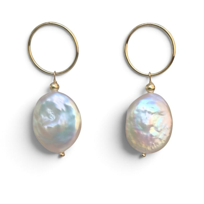 Liana Oval Freshwater Pearl Earrings-gold filled