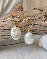 Liana Oval Freshwater Pearl Earrings-gold filled