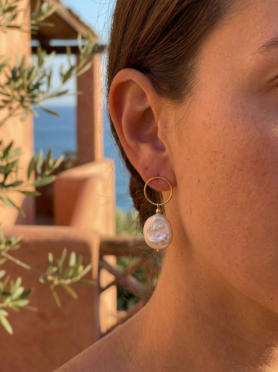 Liana Oval Freshwater Pearl Earrings