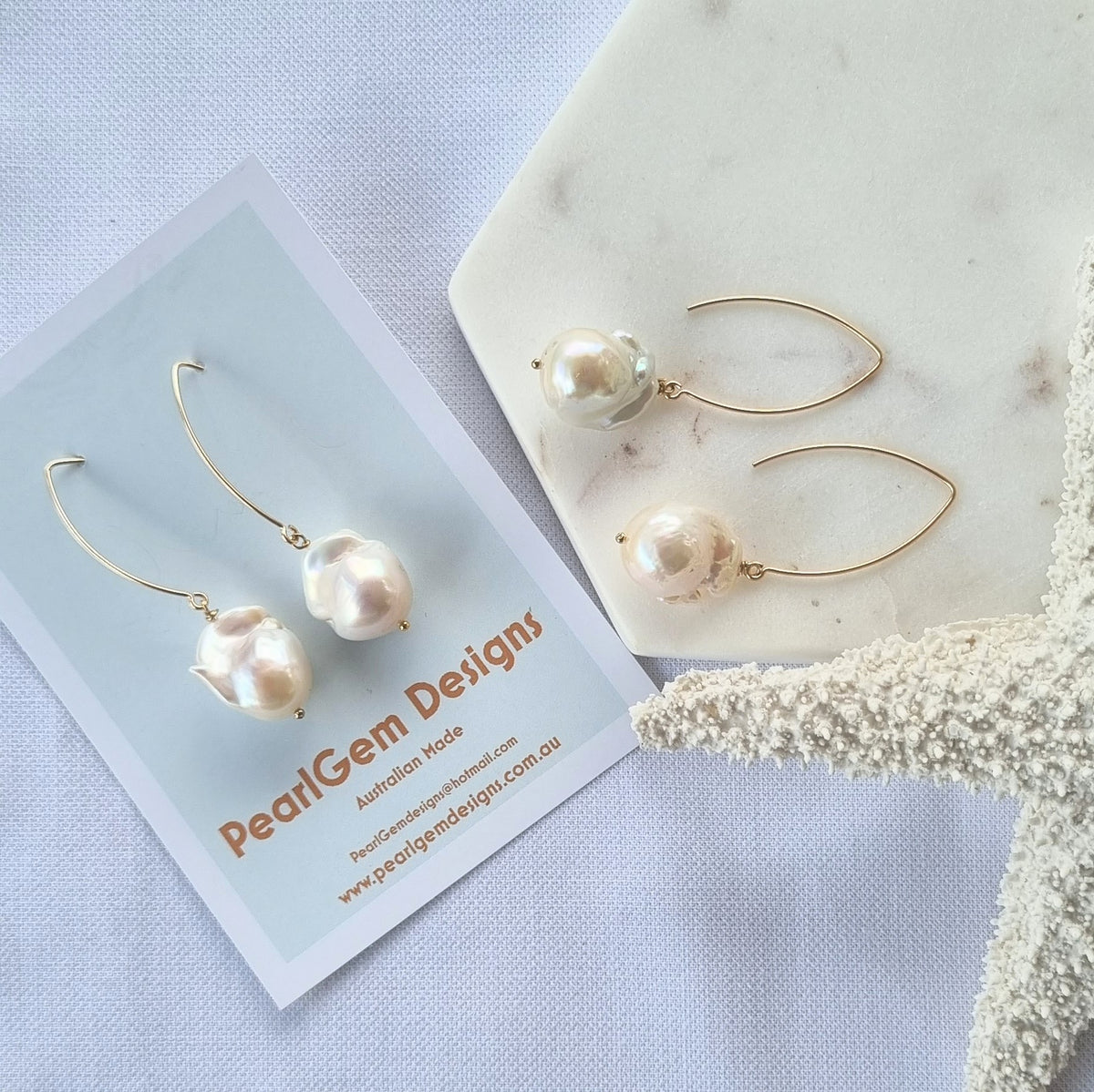 Lotus Large Baroque Freshwater Pearl drop Earrings