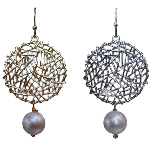 Louise Freshwater Pearl Round Woven Earrings