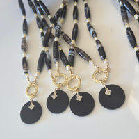 Lucerna Banded Agate and Pearl Necklace with detatchable pendant