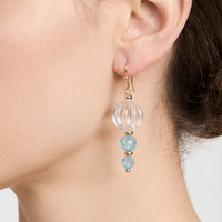 Lumiere Carved Clear Quartz and Blue Topaz Earrings