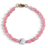Mac Apricot Coral and Keshi Pearl Bracelet