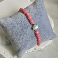 Mac Apricot Coral and Keshi Pearl Bracelet