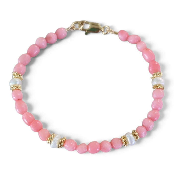 Mac Apricot Coral and Keshi Pearls Bracelet