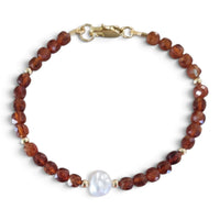Mac Hessonite Orange Garnet and Keshi Pearl Bracelet