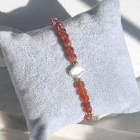 Mac Hessonite Orange Garnet and Keshi Pearl Bracelet