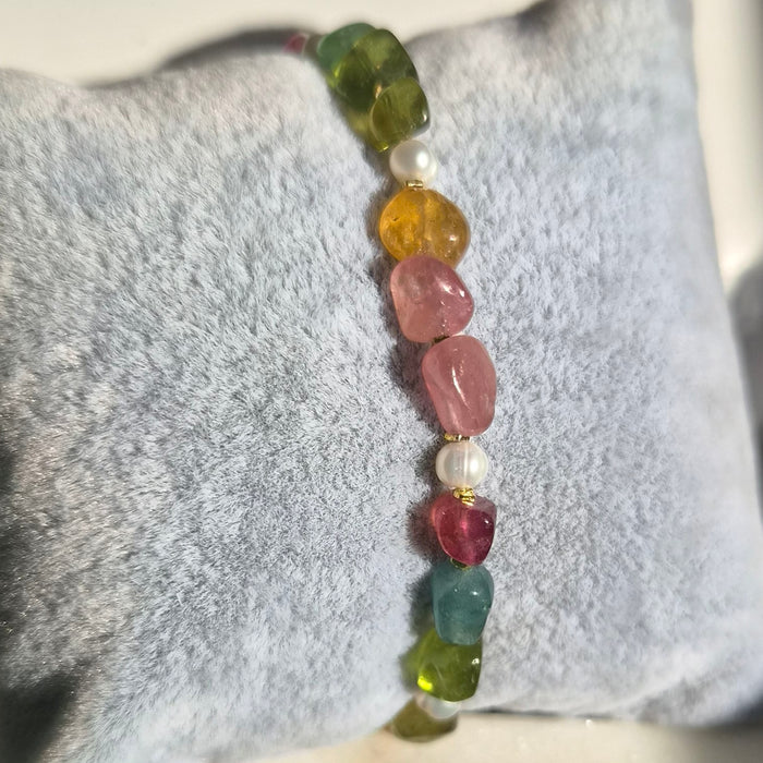 Mac Rainbow Tourmaline and Pearl Bracelet