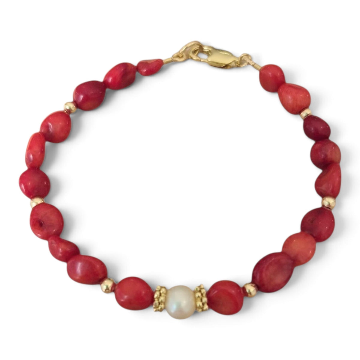 Mac Red Coral and Pearl Bracelet