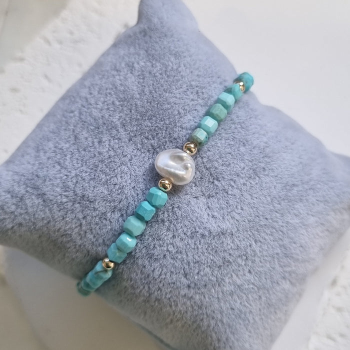 Mac Turquoise and Keshi Pearl Bracelet