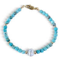 Mac Turquoise and Keshi Pearl Bracelet