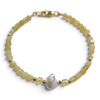 Mac Yellow Opal and Keshi Pearl Bracelet