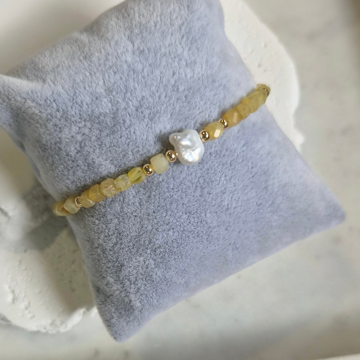 Mac Yellow Opal and Keshi Pearl Bracelet