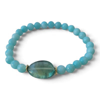 Marea Blue Fluorite and Amazonite stretchy Bracelet