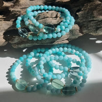 Marea Blue Fluorite and Amazonite stretchy Bracelet