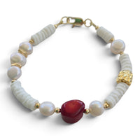 Marevia Red Coral and Shell Bracelet