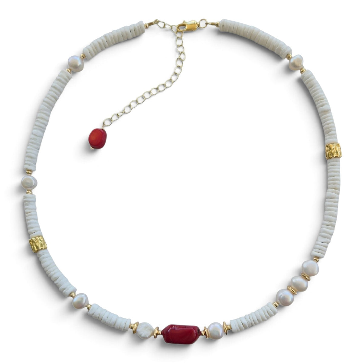 Marevia Red Coral and Shell Necklace