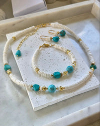 Marevia Turquoise and Shell Necklace, Bracelet and Earrings