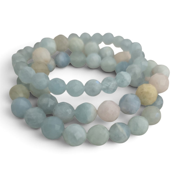 Marina Aquamarine and Beryl Elastic Bracelets