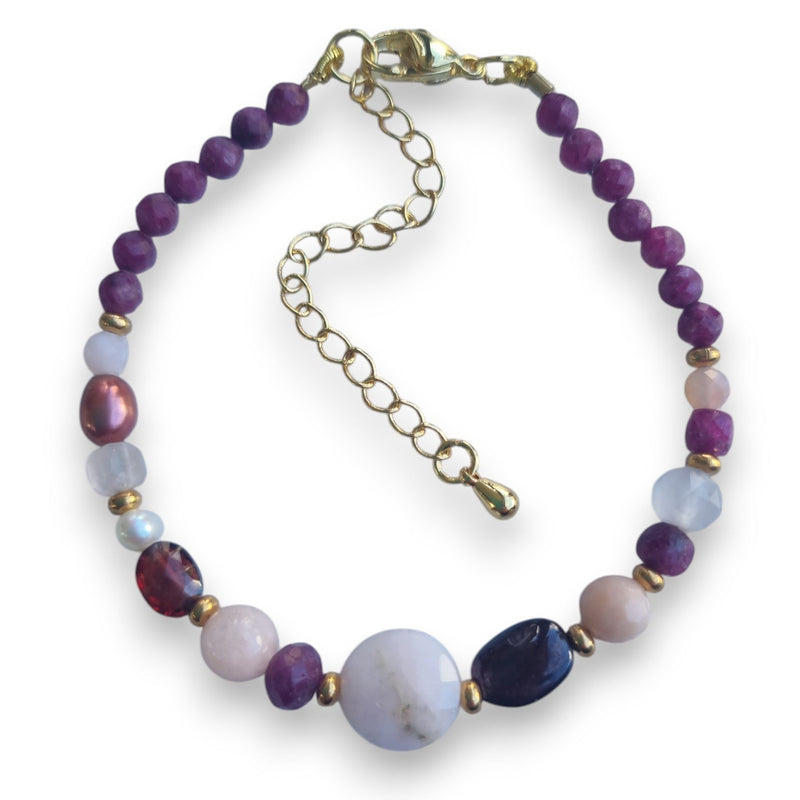 Mariposa Bracelet Black-Ruby, Garnet and Pink Opal