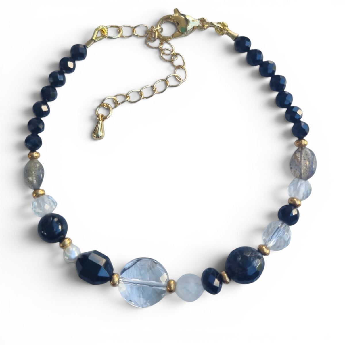 Mariposa Bracelet Black-Spinel, Labradorite and Pearl