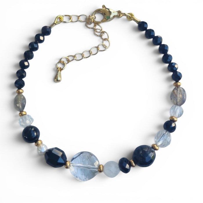 Mariposa Bracelet Black-Spinel, Labradorite and Pearl