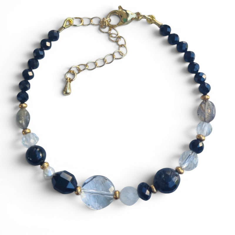 Mariposa Bracelet Black-Spinel, Labradorite and Pearl