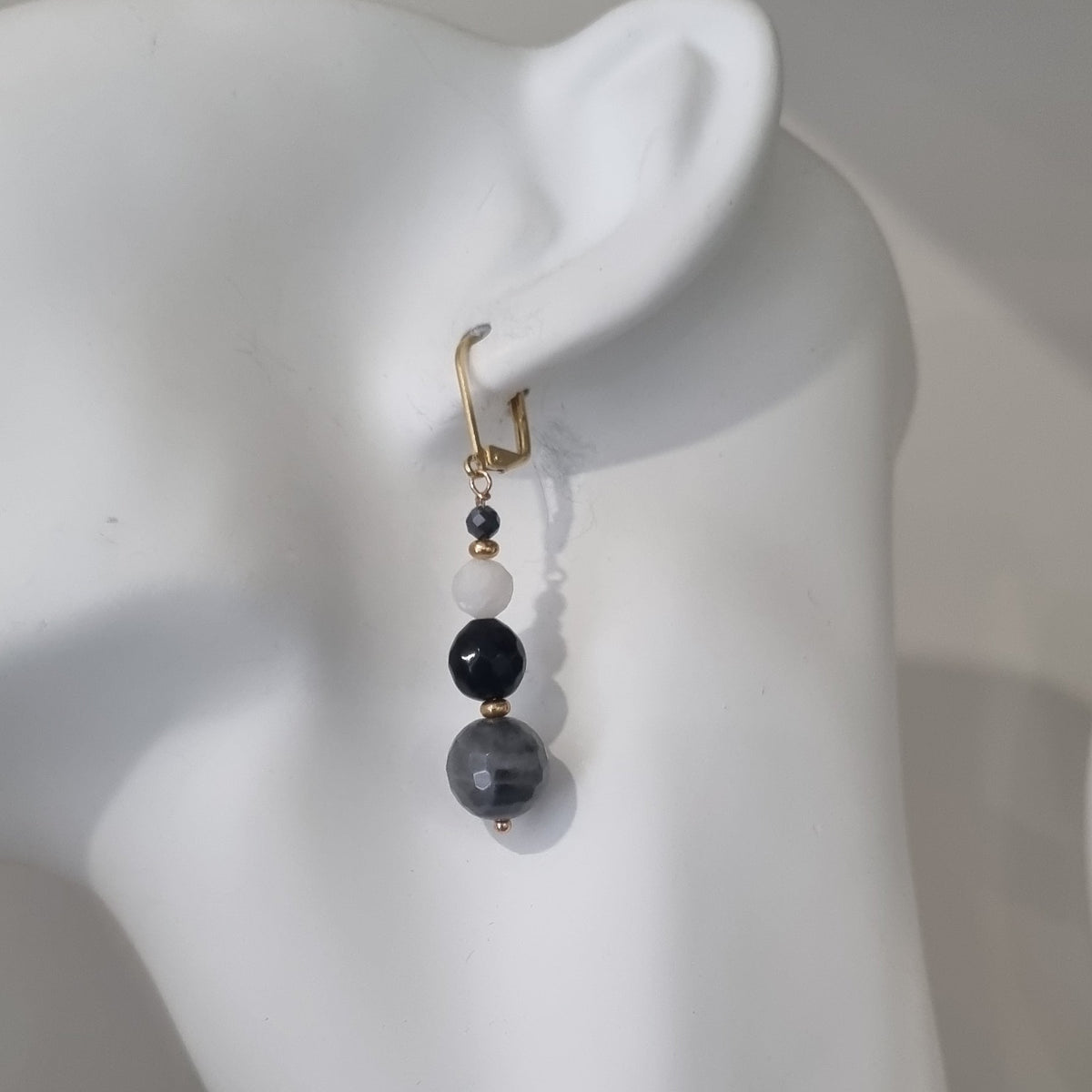 Mariposa Earrings Black-Labradorite, Onyx, Moonstone and Terahertz