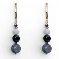 Mariposa Earrings Black-Labradorite, Onyx, Moonstone and Terahertz
