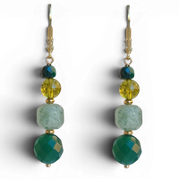 Mariposa Earrings Green-Green Onyx, Aventurine, Green Quartz and Malachite