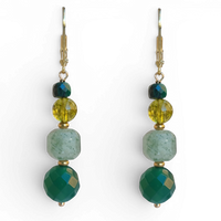 Mariposa Earrings Green-Green Onyx, Aventurine, Green Quartz and Malachite