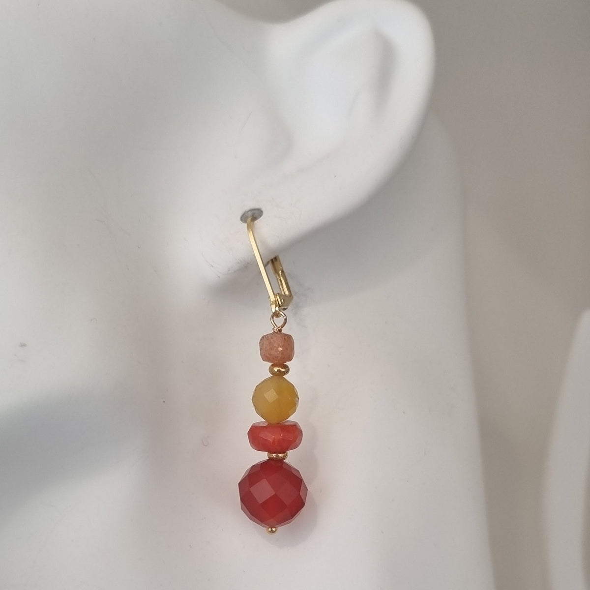 Mariposa Earrings Orange-Carnelian, Coral, Yellow Opal and Sunstone
