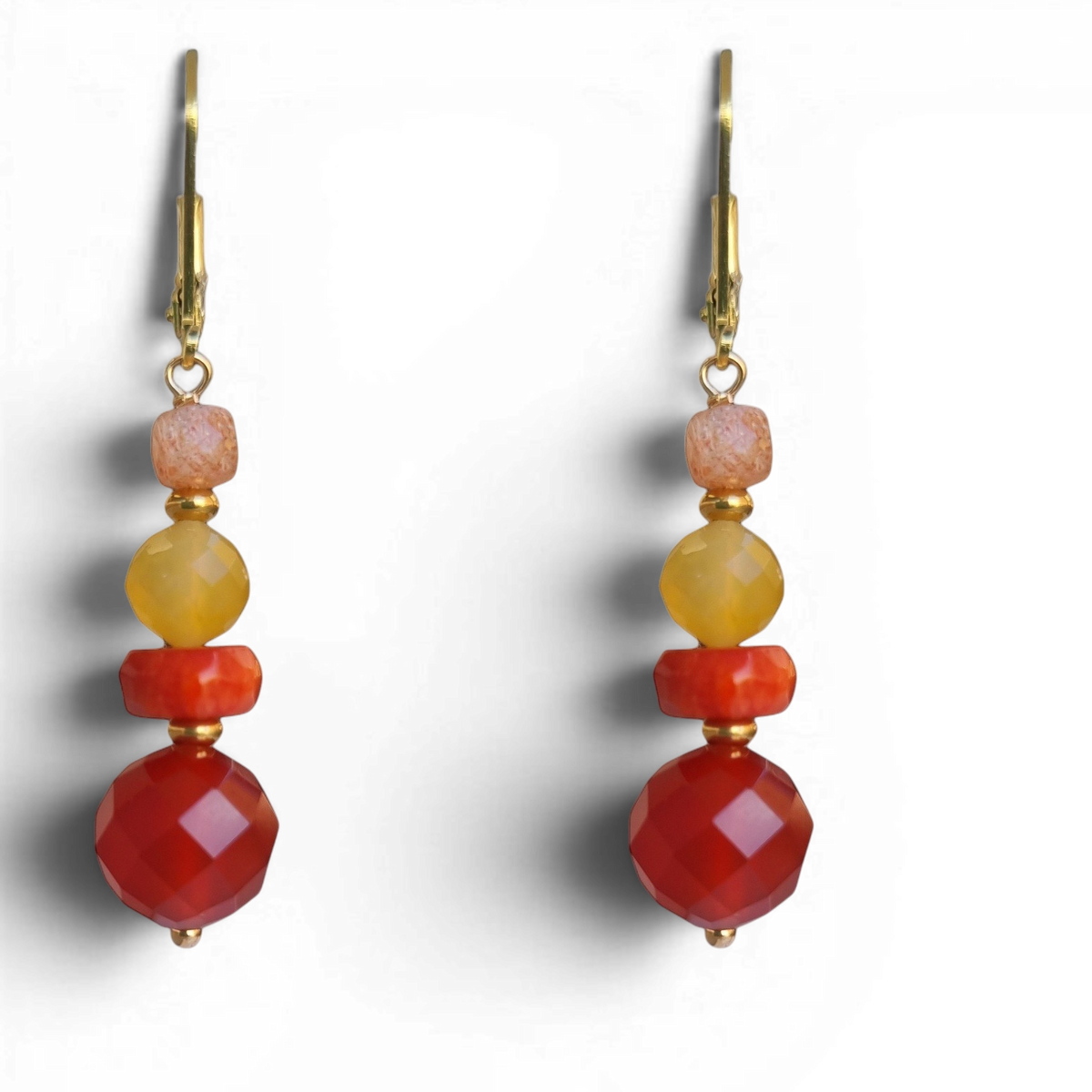 Mariposa Earrings Orange-Carnelian, Coral, Yellow Opal and Sunstone