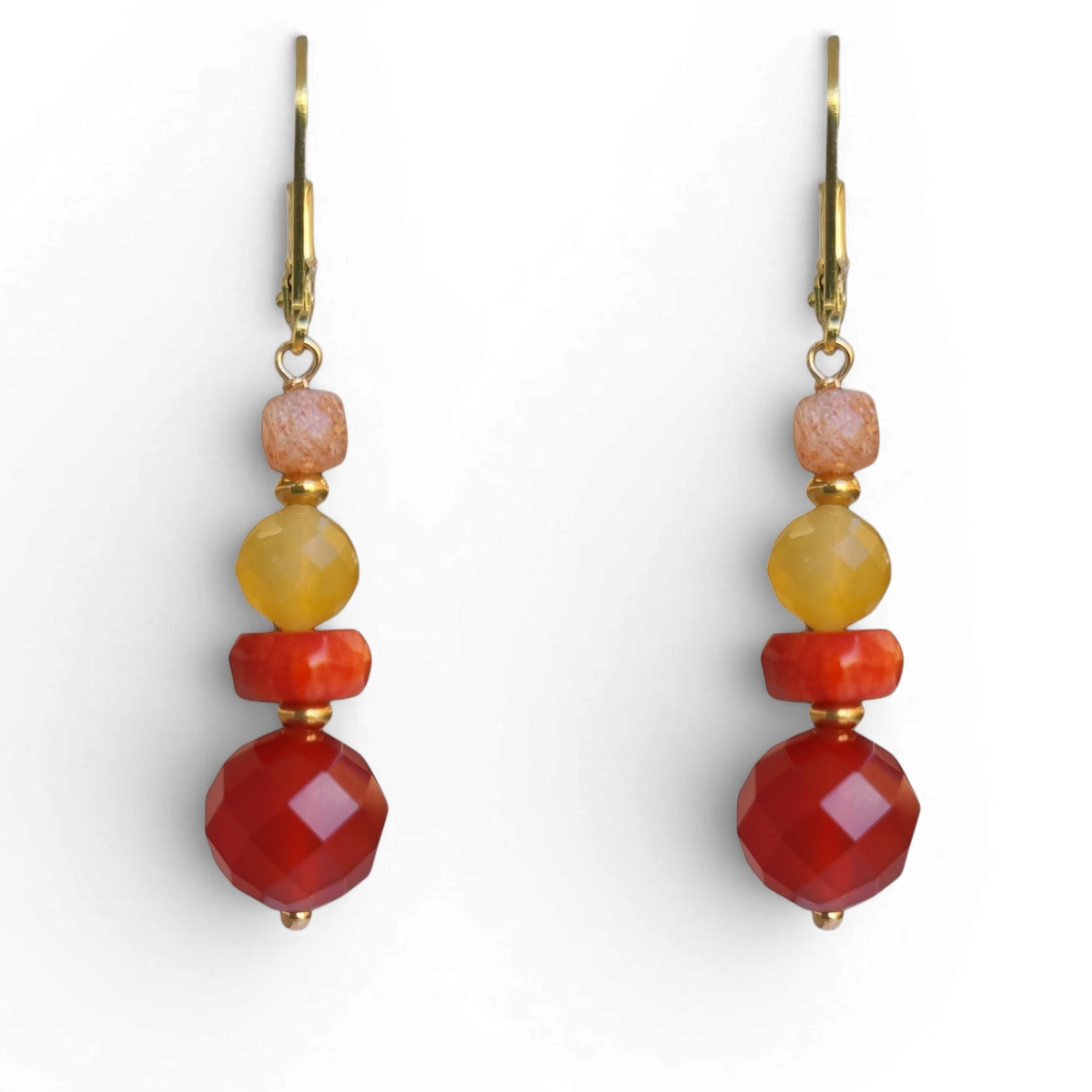 Mariposa Earrings Orange-Carnelian, Coral, Yellow Opal and Sunstone