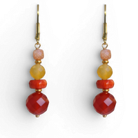 Mariposa Earrings Orange-Carnelian, Coral, Yellow Opal and Sunstone