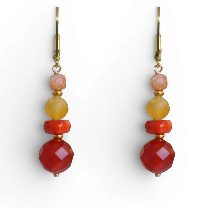 Mariposa Earrings Orange-Carnelian, Coral, Yellow Opal and Sunstone