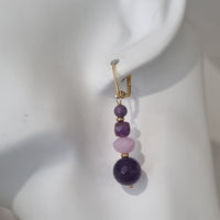Mariposa Earrings Purple-Amethyst, Jade and Lepidolite