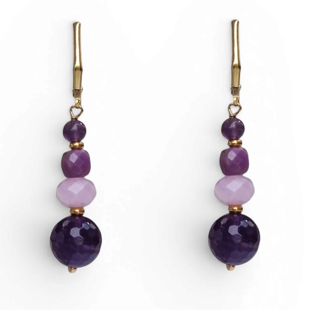 Mariposa Earrings Purple-Amethyst, Jade and Lepidolite