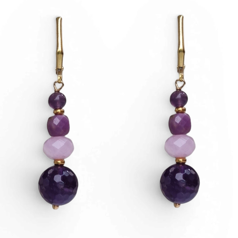 Mariposa Earrings Purple-Amethyst, Jade and Lepidolite