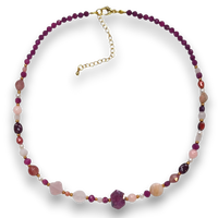 Mariposa Necklace Black-Ruby, Garnet and Pink Opal