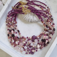 Mariposa Necklace Black-Ruby, Garnet and Pink Opal