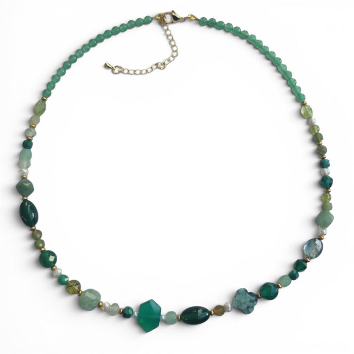 Mariposa Necklace Green-Green Onyx and Aventurine with Peridot